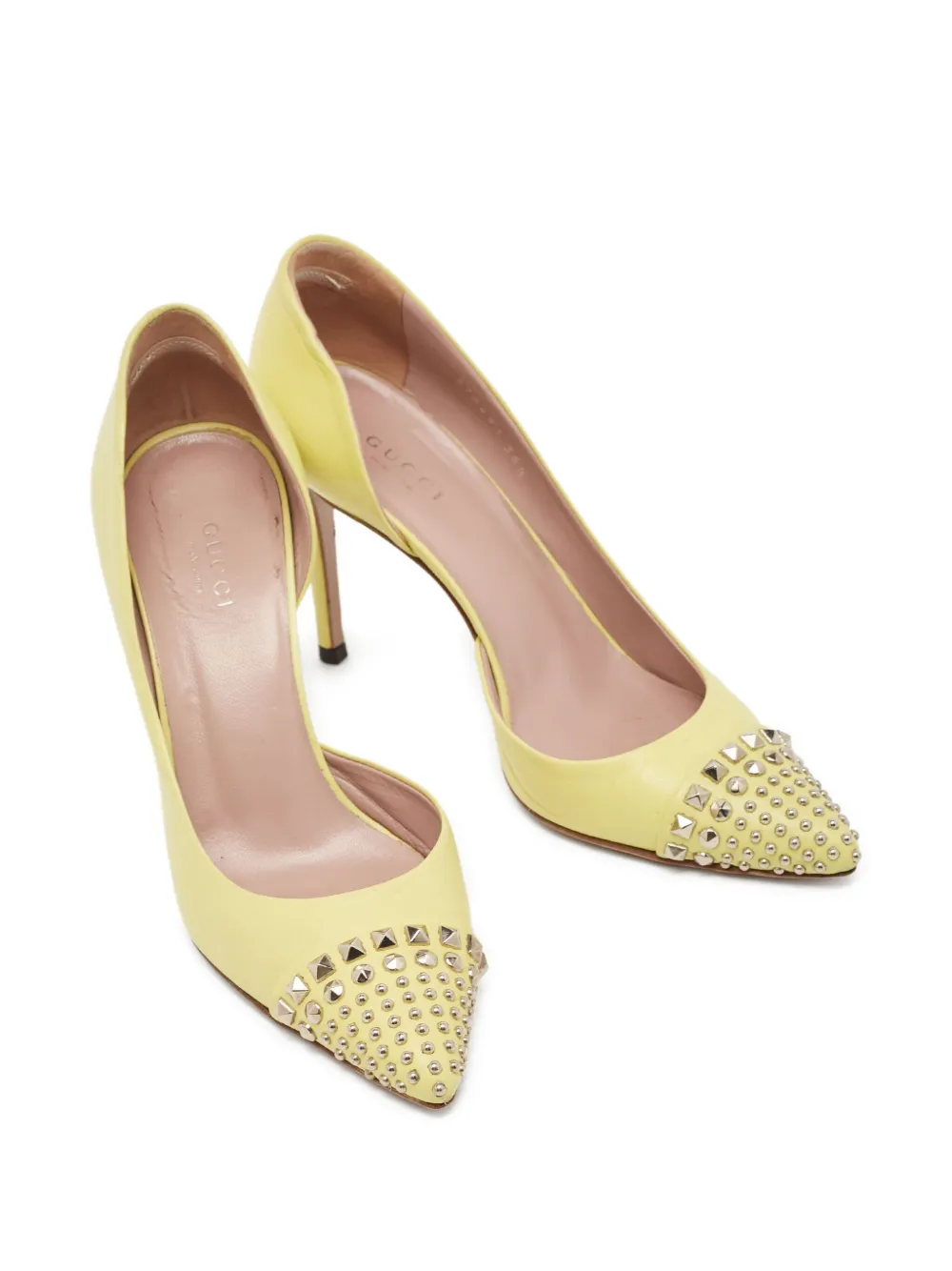 Gucci Pre-Owned 95 mm pumps met studs - Geel