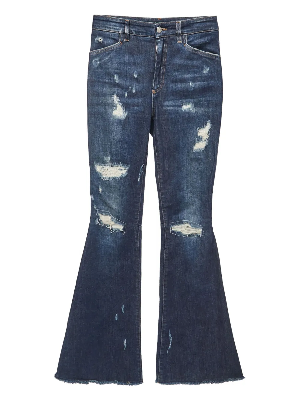 Pre-owned Dolce & Gabbana Distressed Flared Jeans In Blue