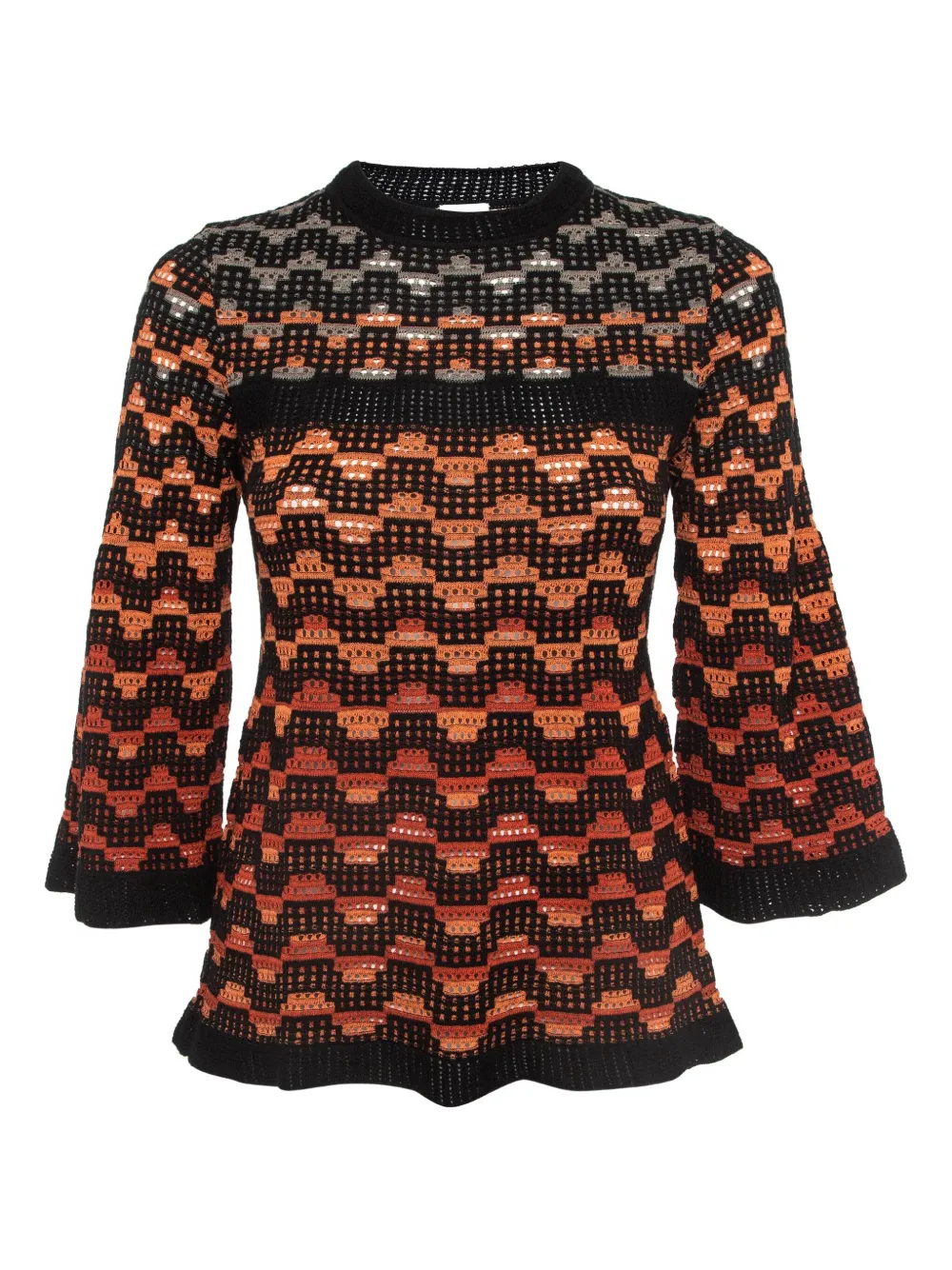 Missoni Pre-Owned geometric-pattern bell-sleeves top | Orange | Image 1