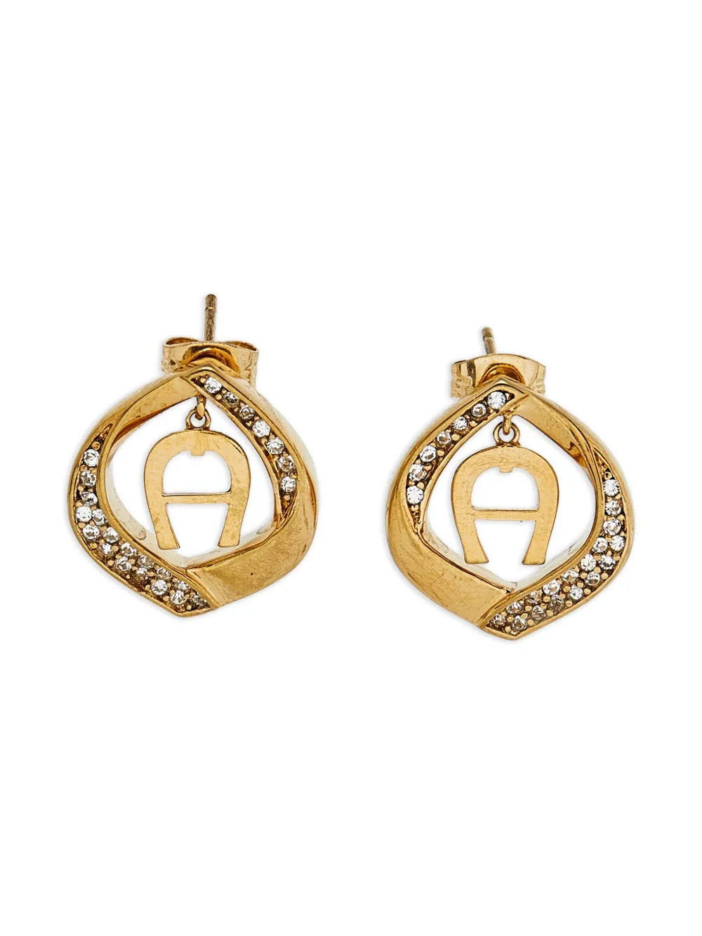 Aigner Vintage pre-owned crystal-embellished drop earrings - Gold