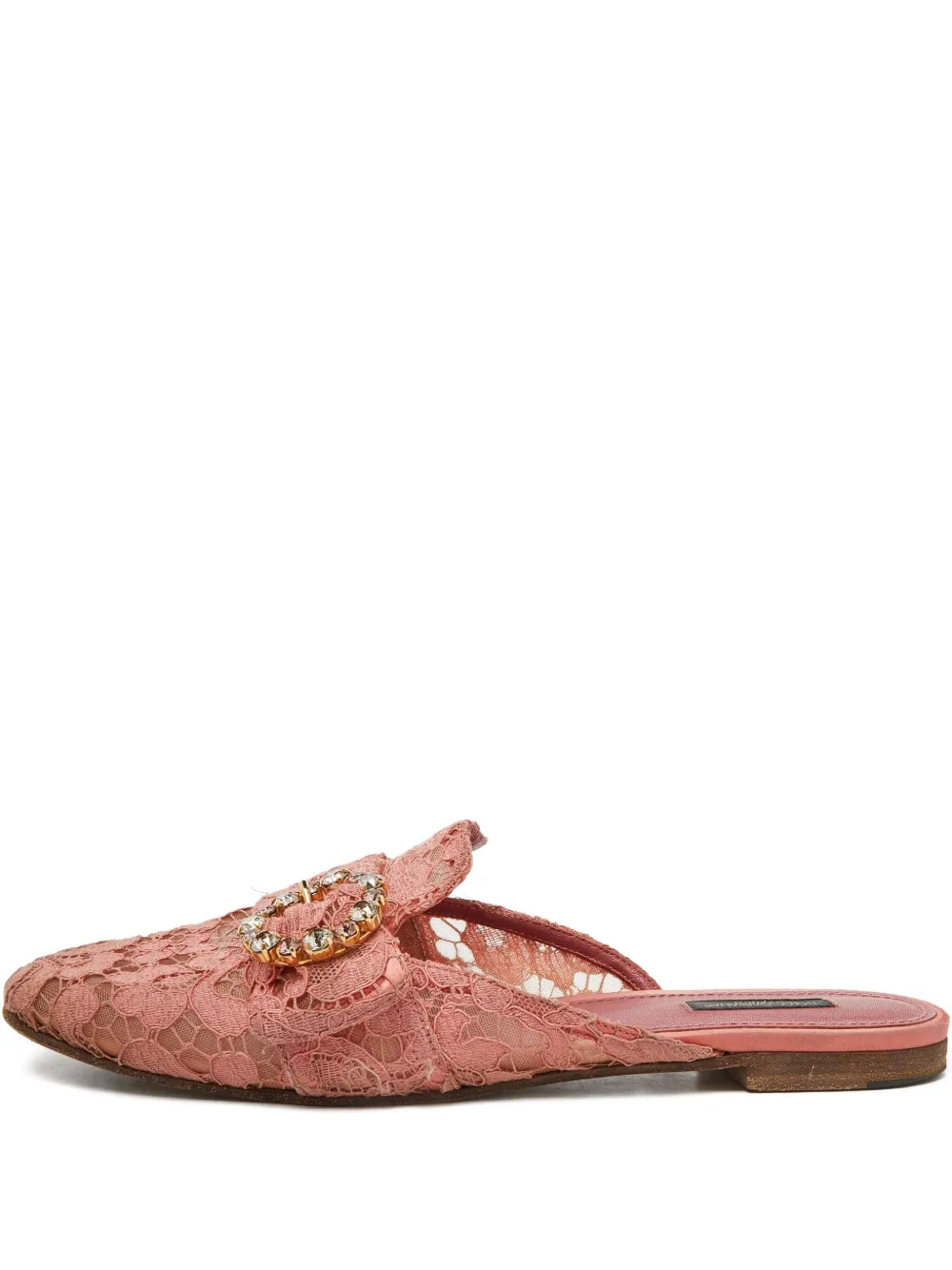Pre-owned Dolce & Gabbana Lace-detailing Flat Mules