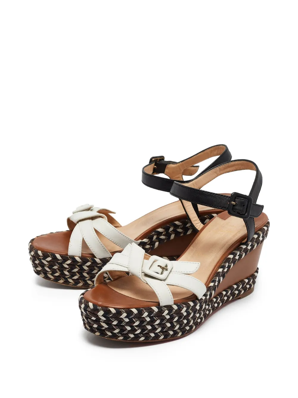 Christian Louboutin Pre-Owned 80 mm leren sandalen met sleehak - Wit