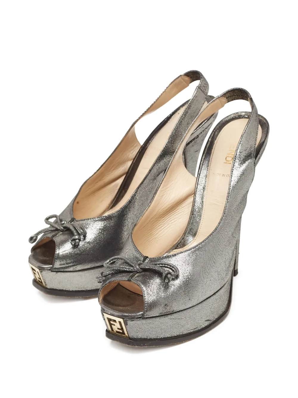 Fendi Pre-Owned 140 mm Fendista Bow sandalen - Grijs