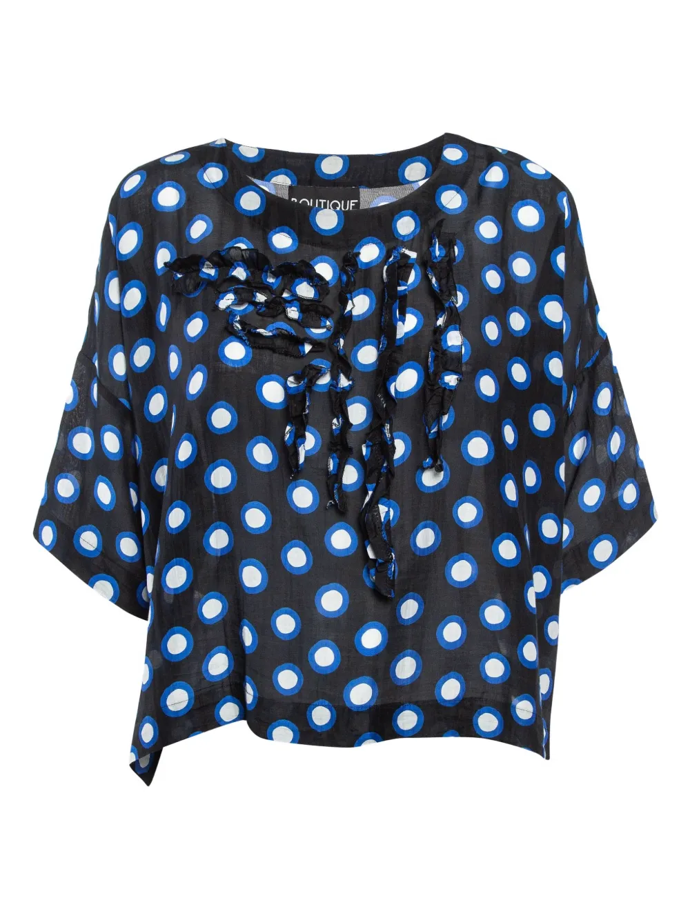 polka dot-print ruffled blouse