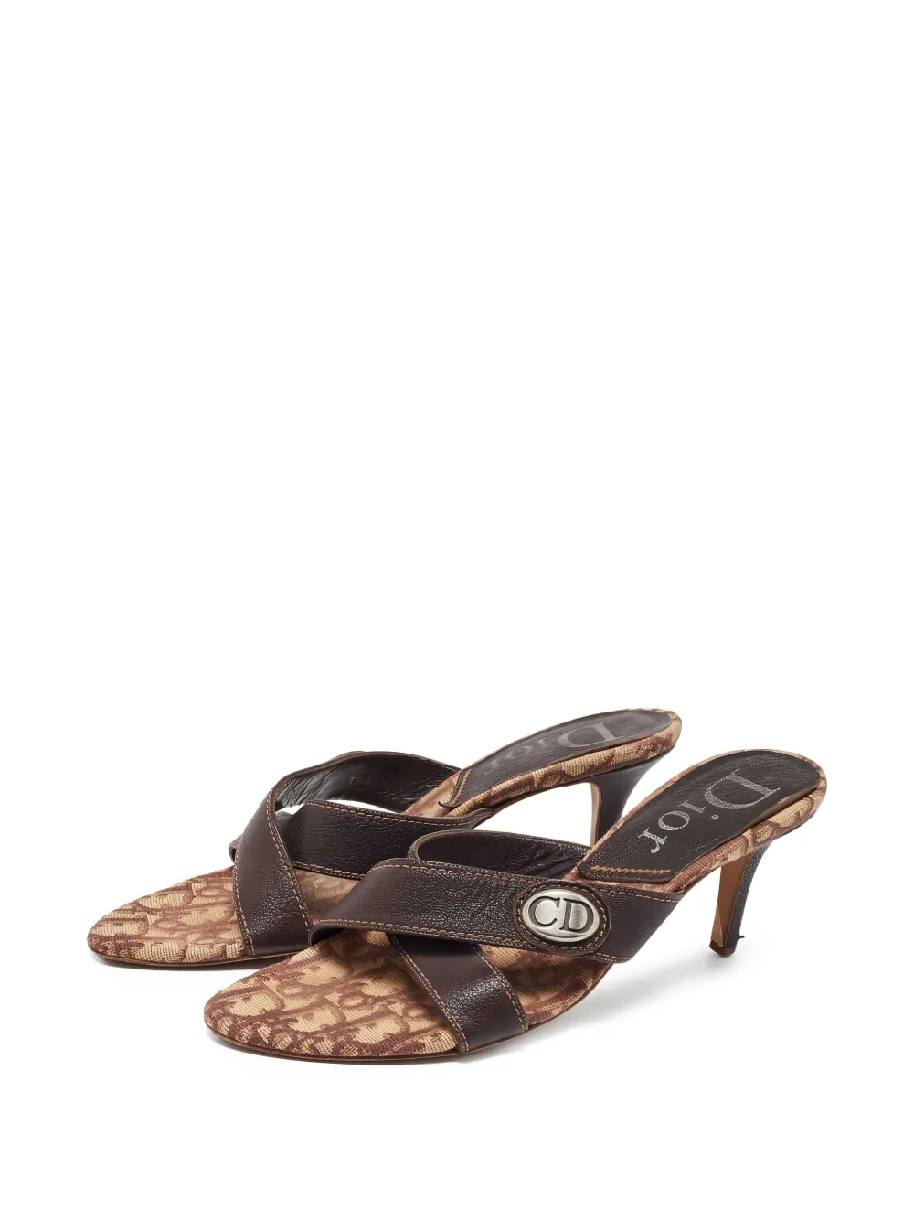 Christian Dior Pre-Owned 75 mm leren sandalen met hak - Bruin