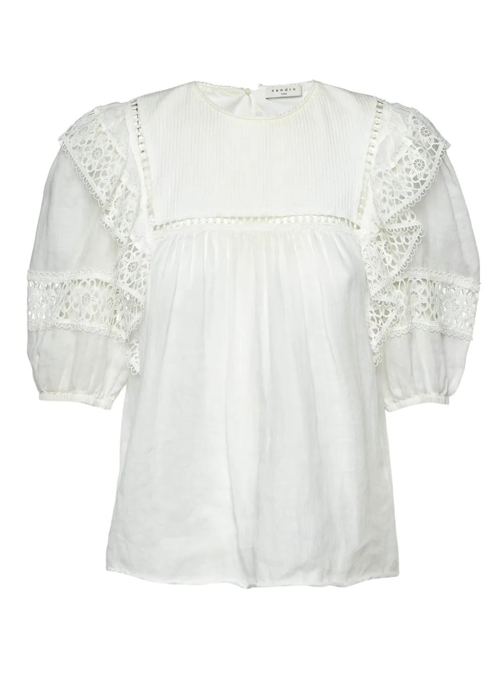 SANDRO pre-owned ruffled lace-trim blouse | White | Image 1