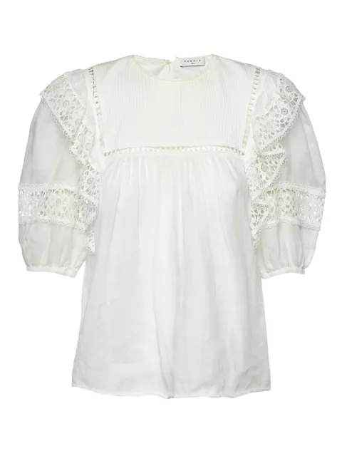 SANDRO pre-owned ruffled lace-trim blouse