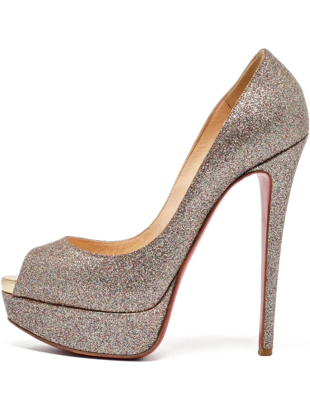 Christian Louboutin Pre-Owned Lady Peep 145mm パンプス - シルバートーン Christian Louboutin Pre-Owned Lady Peep 145mm パンプス - シルバートーン