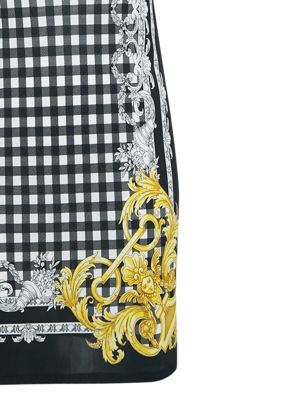 Versace Pre-Owned Mini-jurk met gingham ruit en barokprint - Zwart