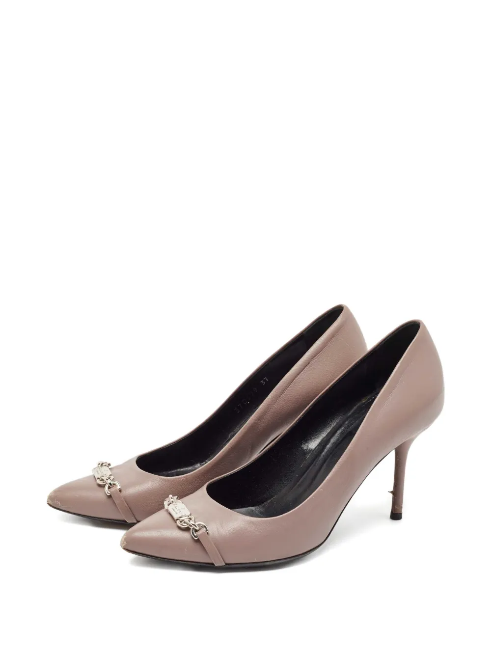 Gucci Pre-Owned 110 mm leren pumps met kettingdetail - Paars