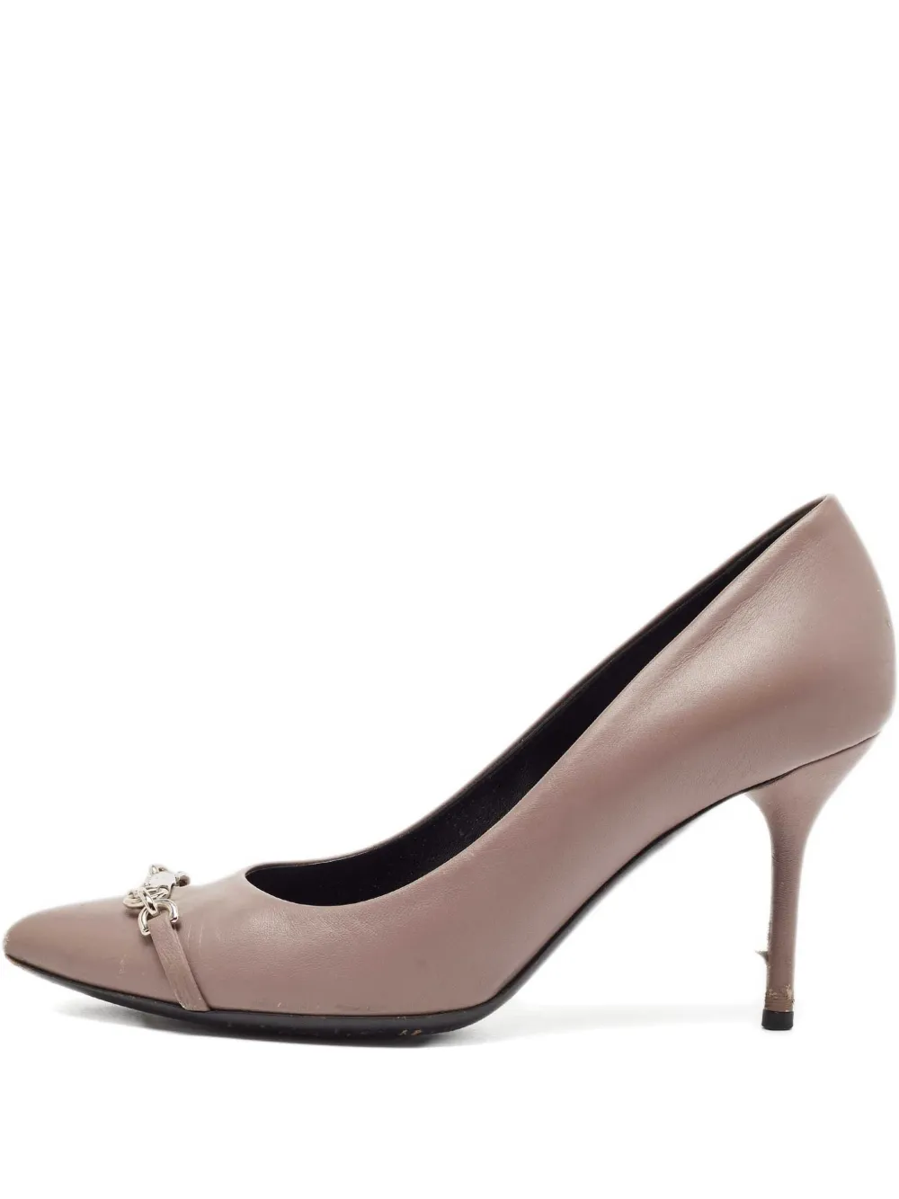 110mm leather chain-detail pumps