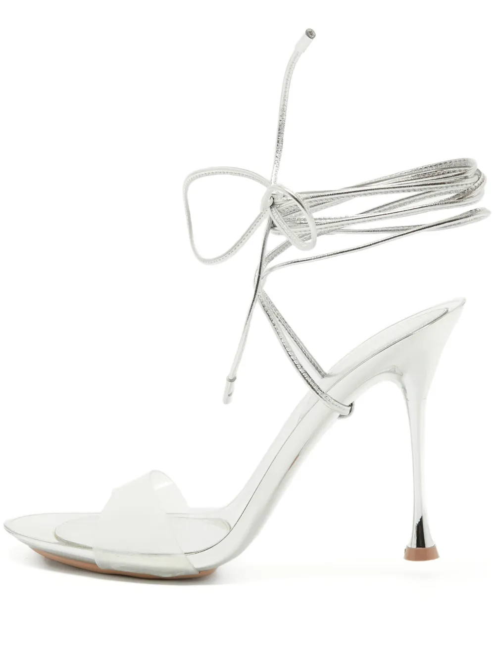 Gianvito Rossi pre-owned 110mm leather lace-up sandals | Silver | Image 1
