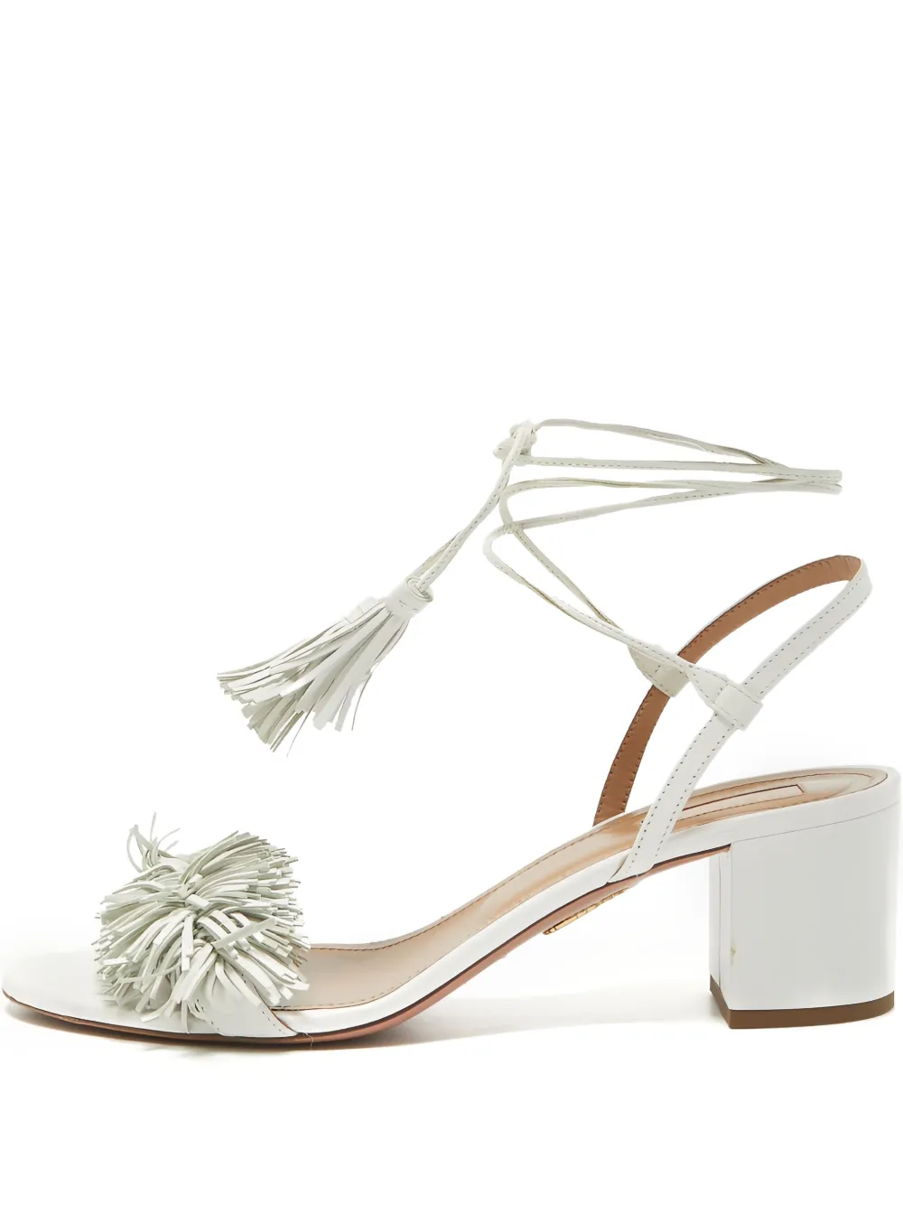 Aquazzura pre-owned 55mm Wild Thing fringe-embellished sandals | White | Image 1