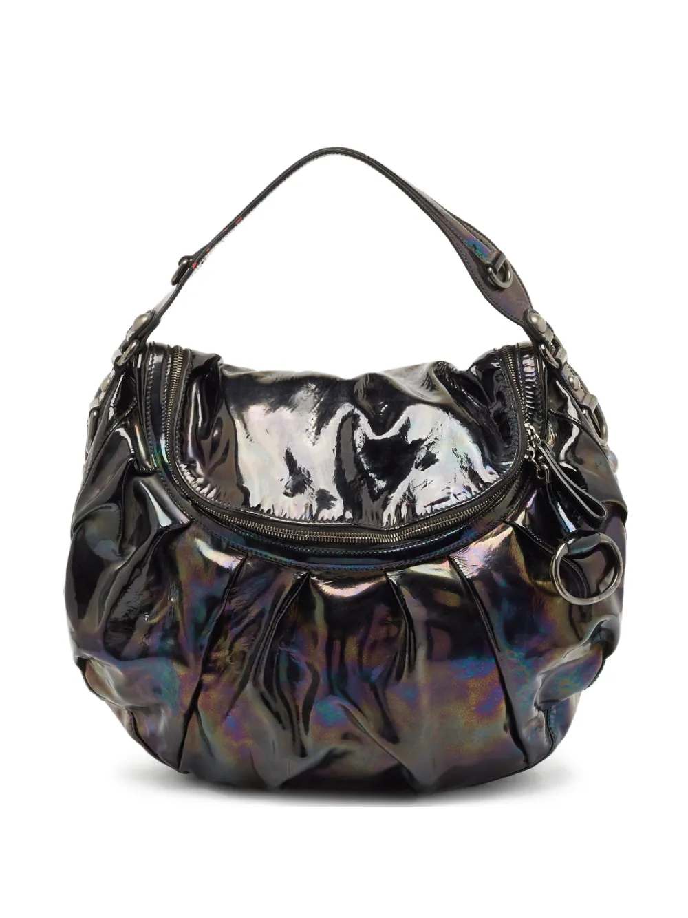 metallic gathered shoulder bag