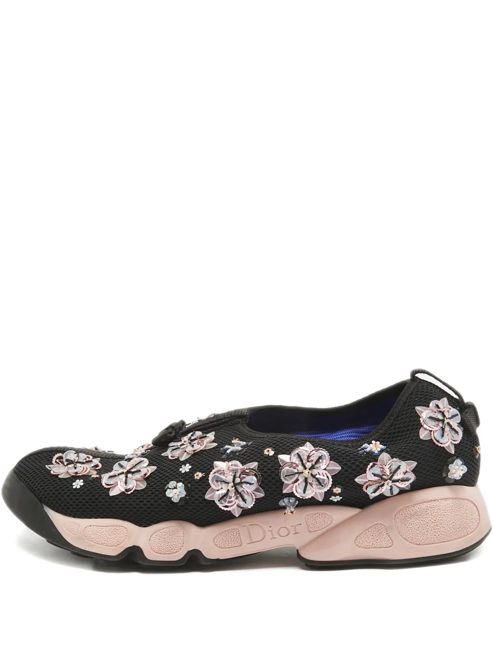 Christian Dior Pre-Owned Fusion floral-embellishments slip-on sneakers Christian Dior Pre-Owned Fusion floral-embellishments slip-on sneakers