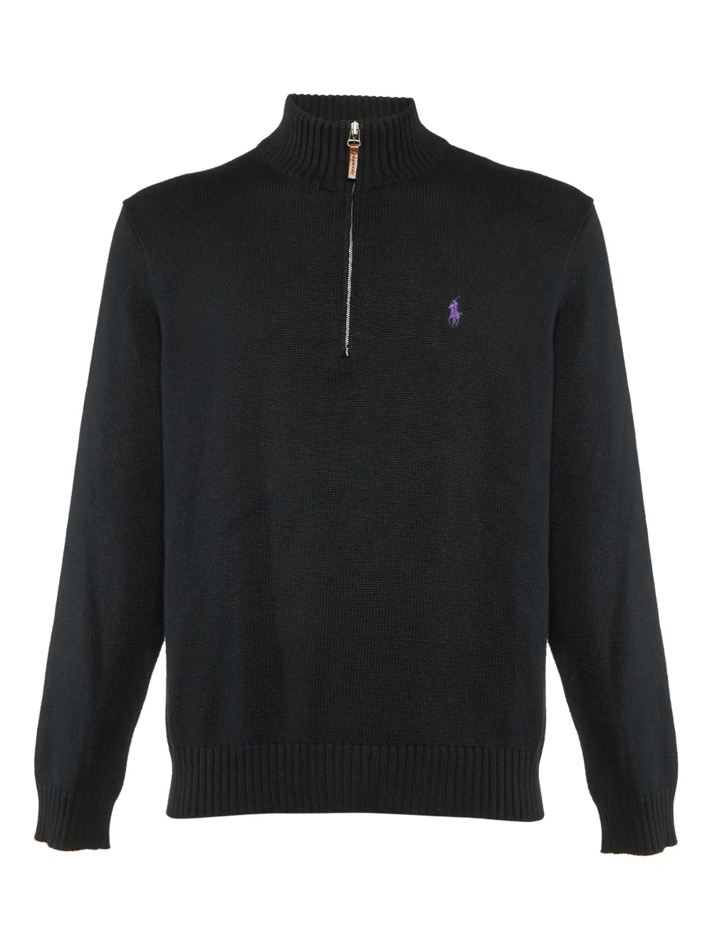 Polo Ralph Lauren Vintage Pre-owned zip-neck ribbed jumper | Black | Image 1
