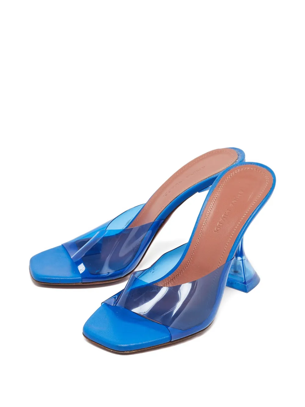 Amina Muaddi clear-strap square-toe sandals - Blu