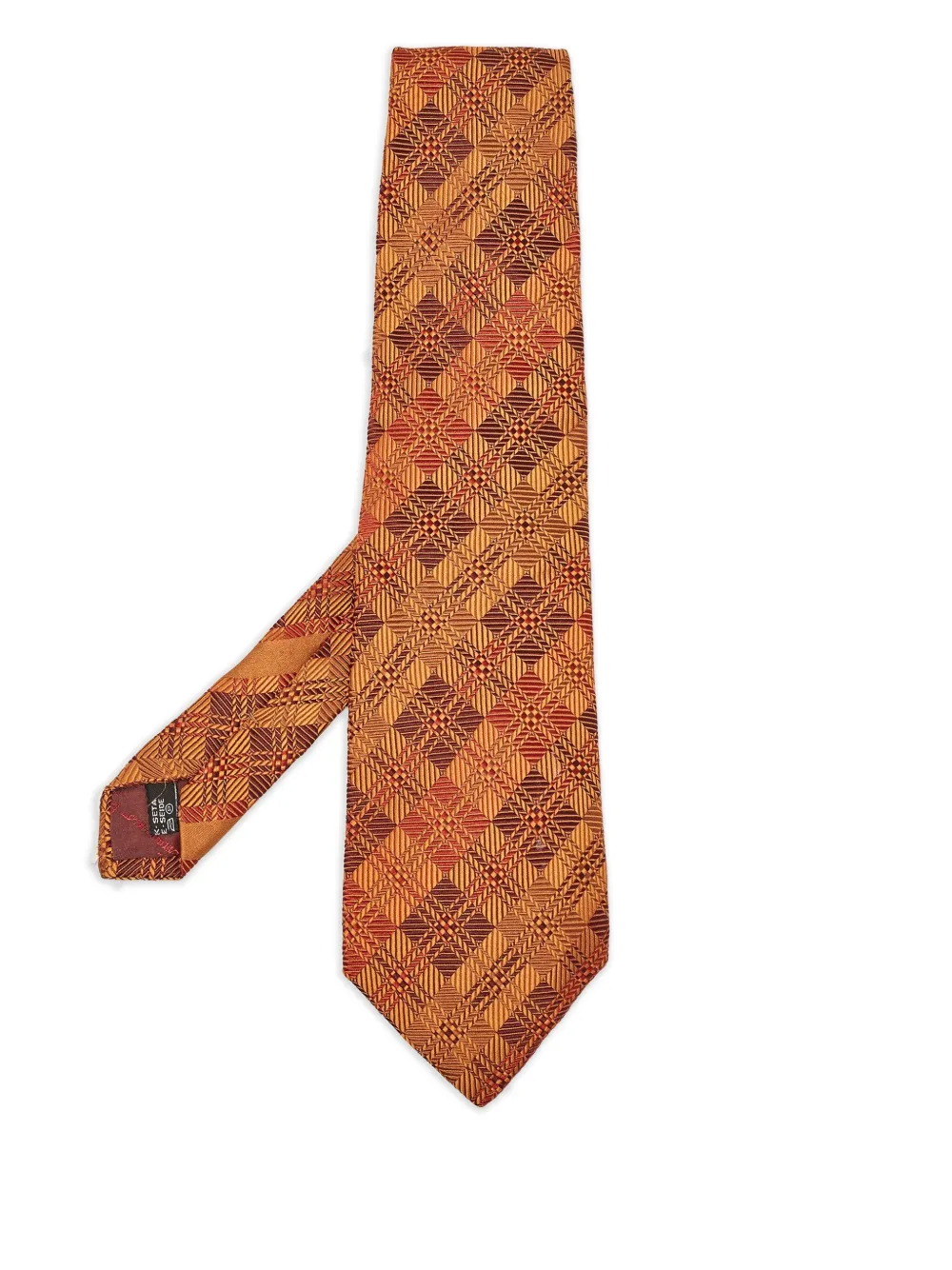 Ferragamo Pre-Owned patterned-jacquard silk tie | Brown | Image 1