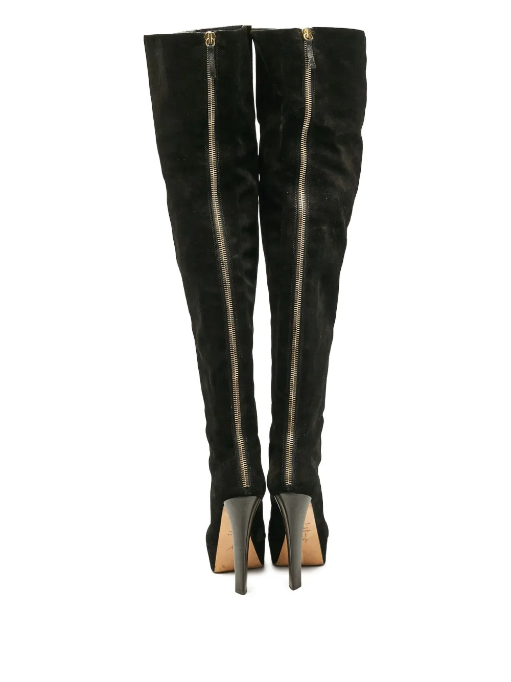 Pre-owned Giuseppe Zanotti Vintage 115mm Platform Over-the-knee Boots In Black