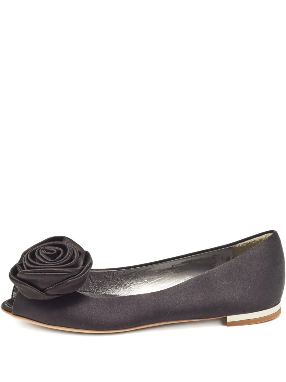 rose-appliqué flat pumps