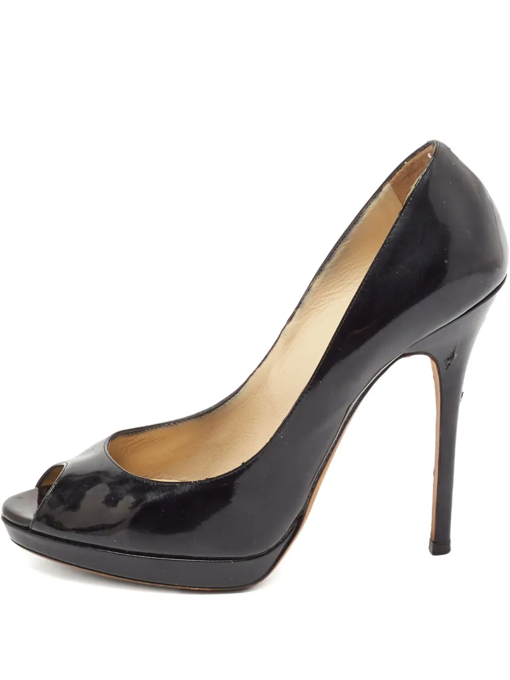 patent leather peep-toe pumps