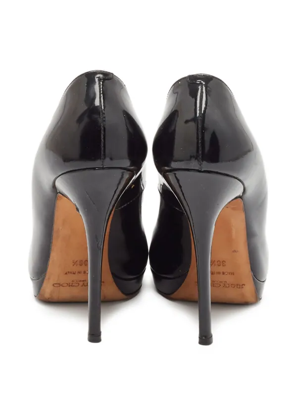 Jimmy Choo Pre-Owned Patent Leather peep-toe Pumps Black FARFETCH IN