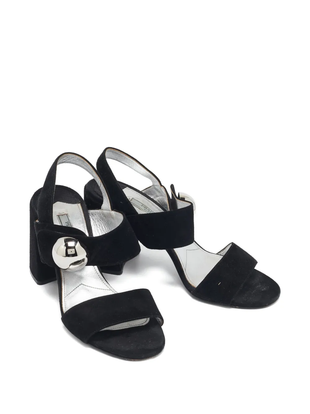 Prada Pre-Owned Suède sandalen met bolvormige hak - Zwart
