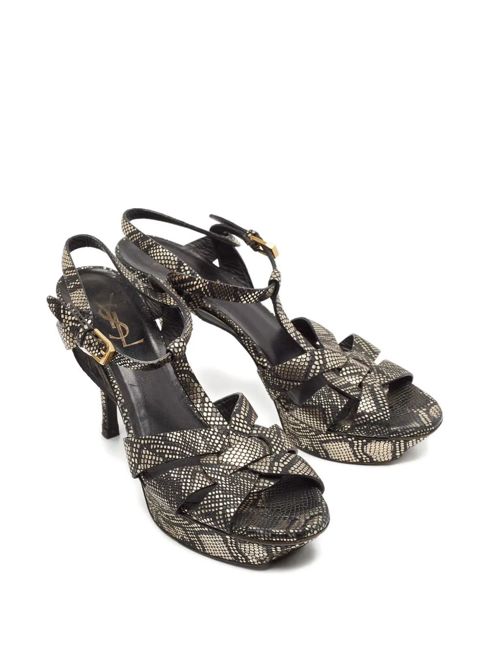 Saint Laurent Pre-Owned 202 Tribute lakleren sandalen met plateauzool - Zwart