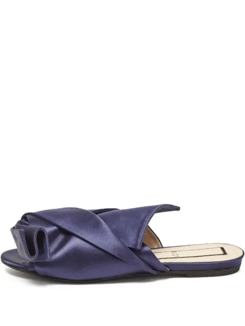 Nº21 Pre-Owned knotted satin slide sandals
