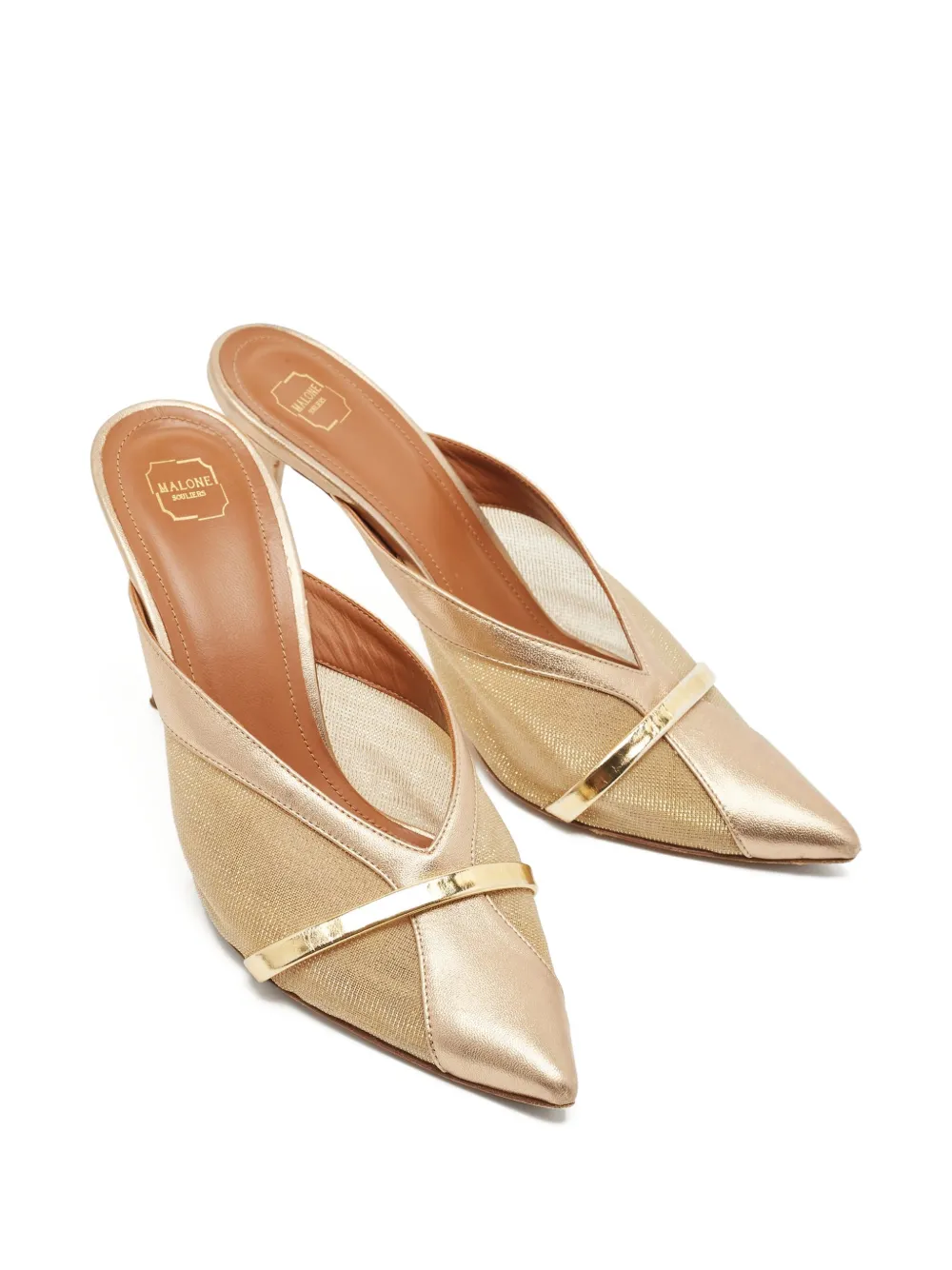 Malone Souliers 90mm metallic pointed-toe mules | Image 2
