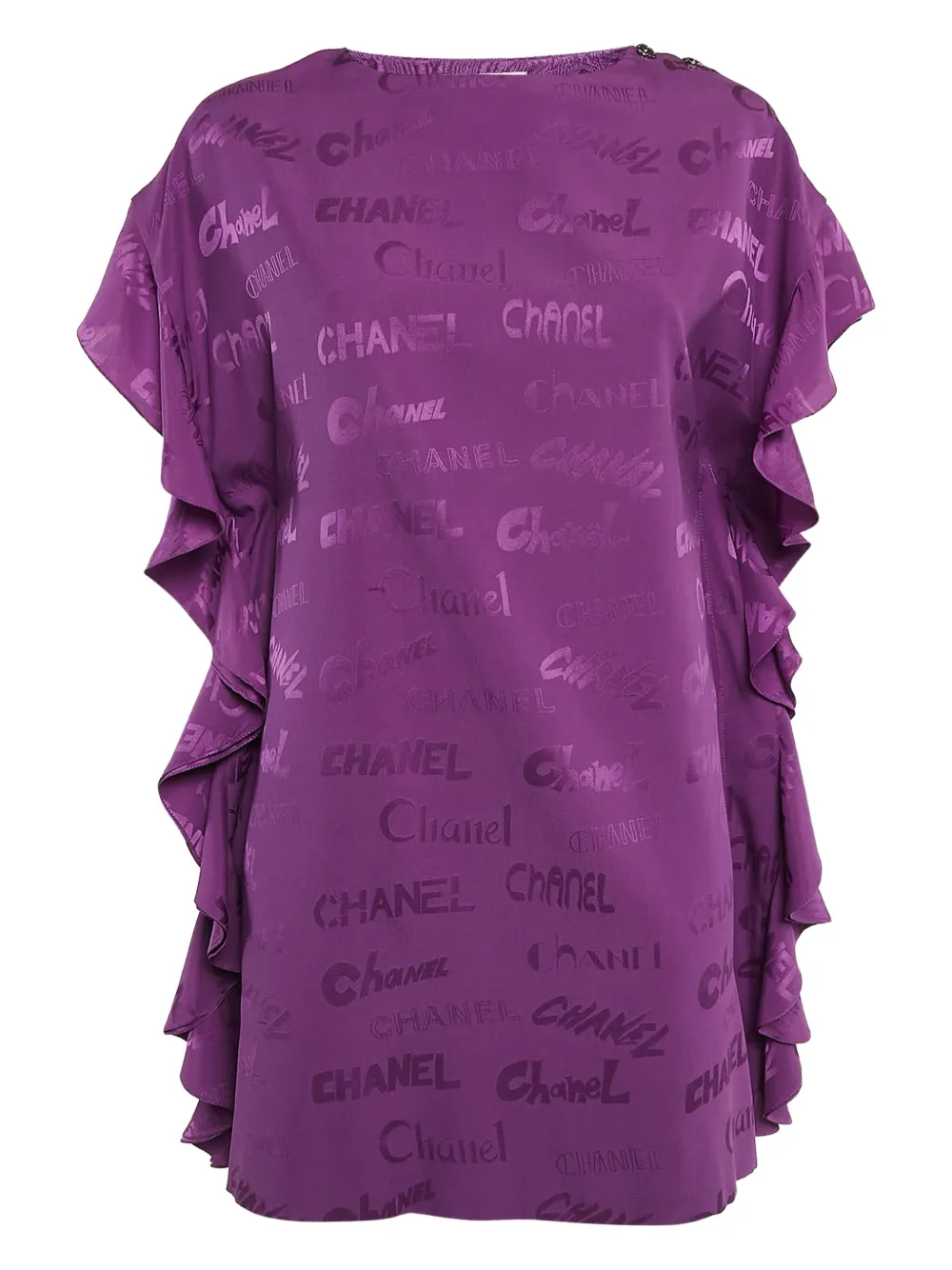 CHANEL Pre-Owned logo-jacquard mini dress | Purple | Image 1