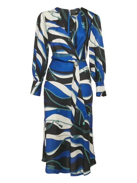 Elisabetta Franchi pre-owned wave-print wrap midi dress