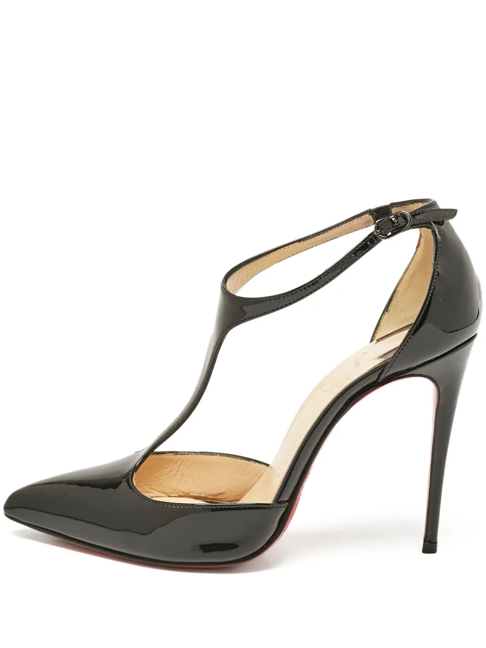 Christian Louboutin Pre-Owned カットアウト エナメルレザー パンプス 100mm - ブラック Christian Louboutin Pre-Owned カットアウト エナメルレザー パンプス 100mm - ブラック