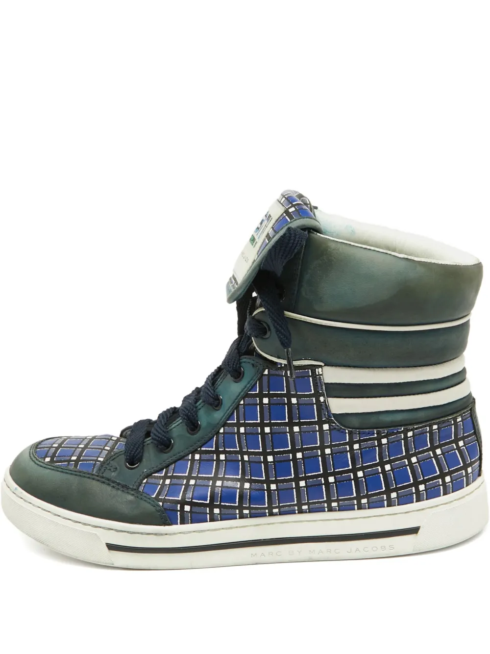 Pre-owned Marc Jacobs Vintage 2004  Plaid Leather High-top Sneakers