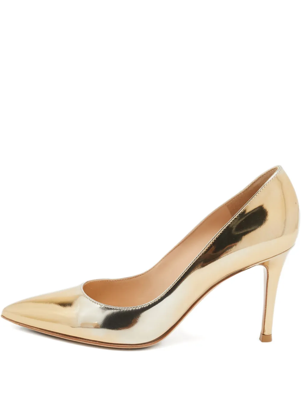 Gianvito Rossi 80mm leather heeled pumps | Gold | Image 1