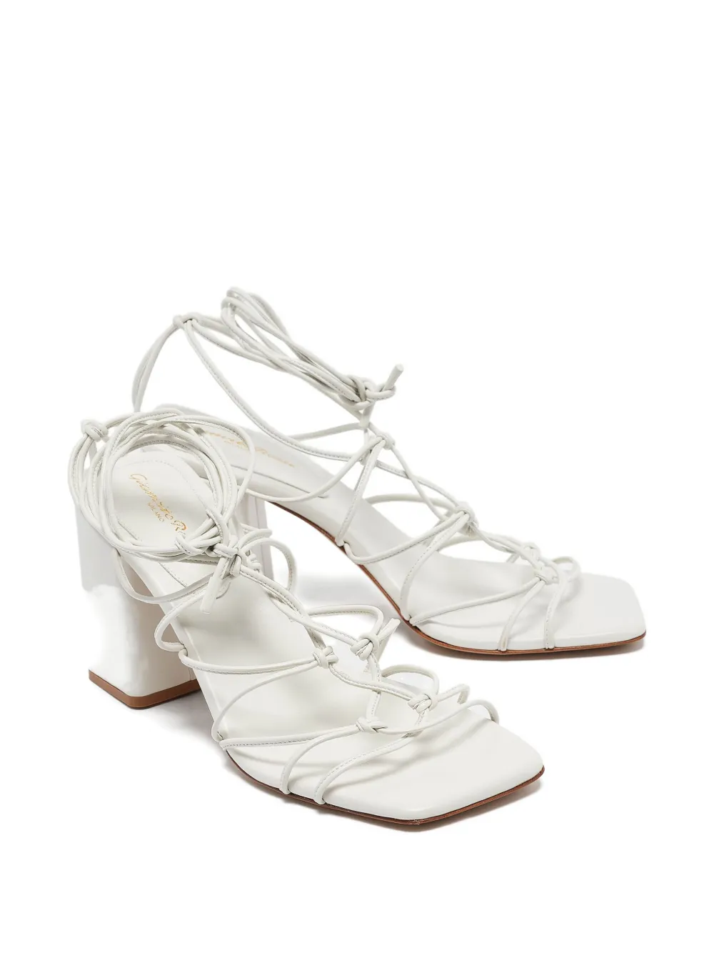 Gianvito Rossi Pre-owned 90 mm geknoopte leren sandalen - Wit