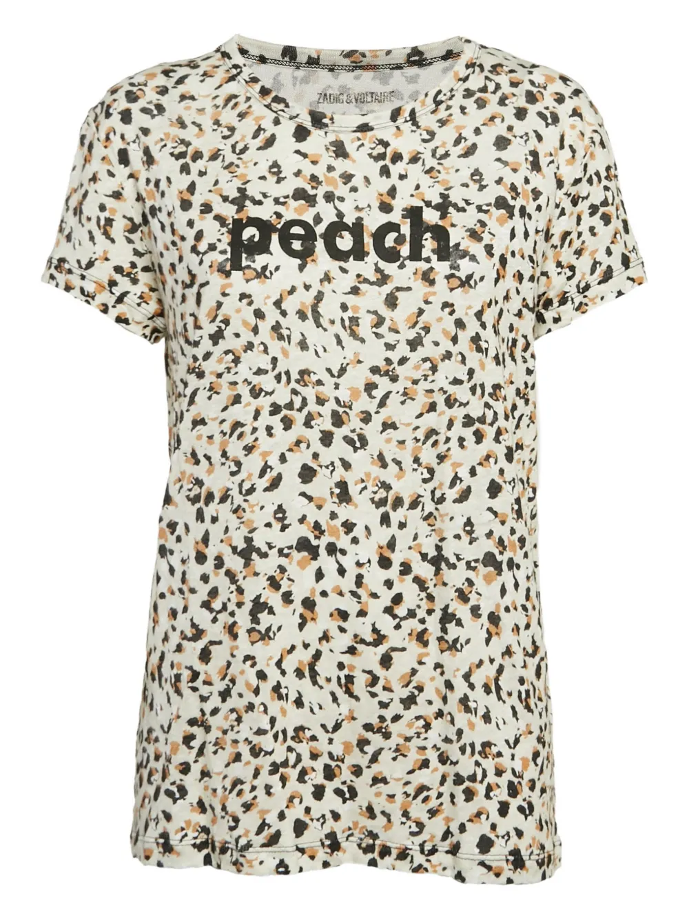 Pre-owned Zadig & Voltaire Leopard-print Peach T-shirt In Neutral