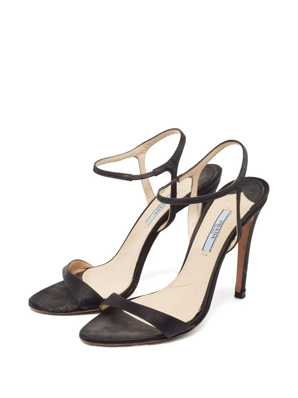 Prada Pre-Owned 110 mm leren sandalen met enkelbandje - Zwart