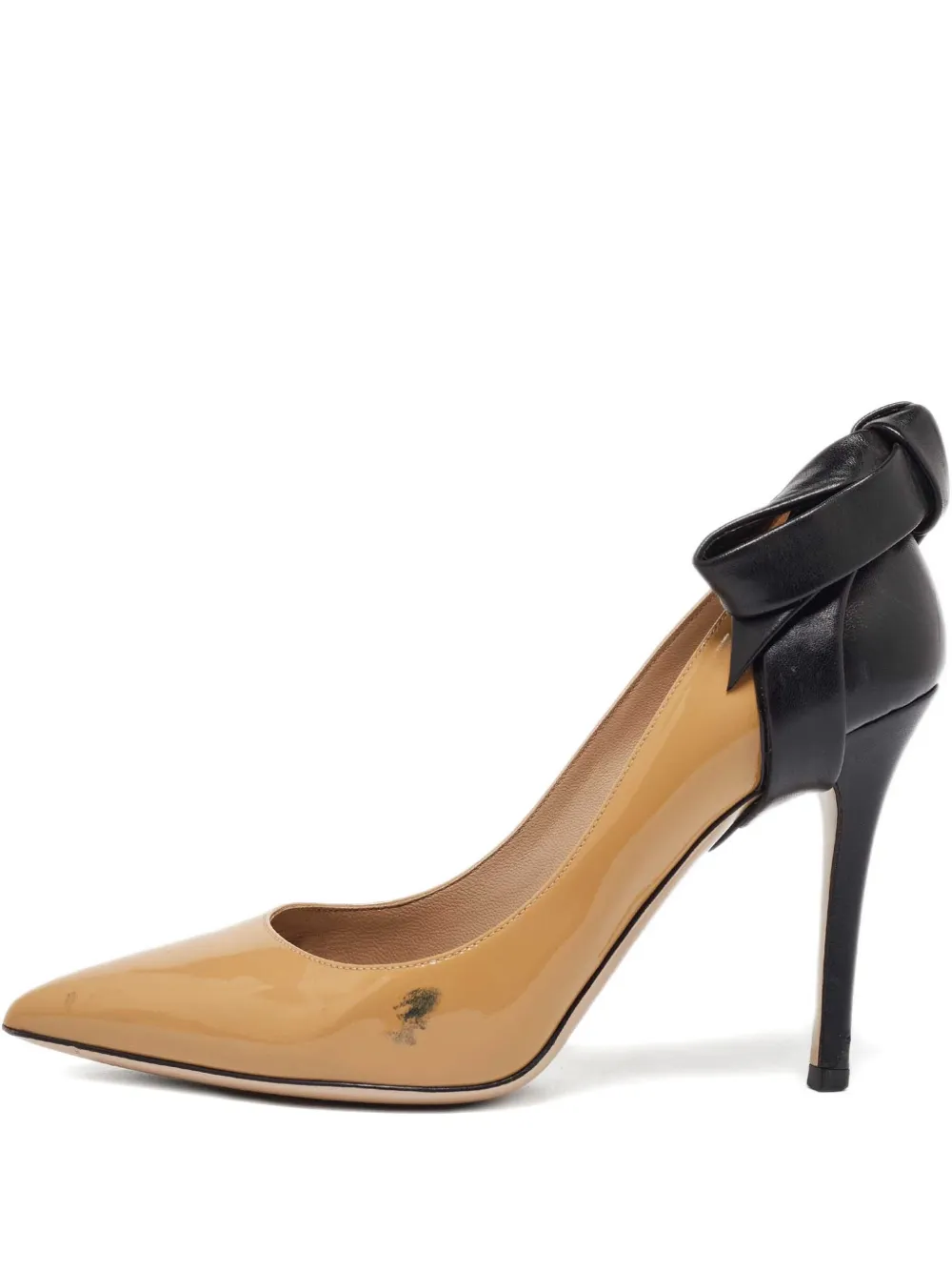 Valentino Garavani Pre-Owned 105mm leather bow pumps - Toni neutri