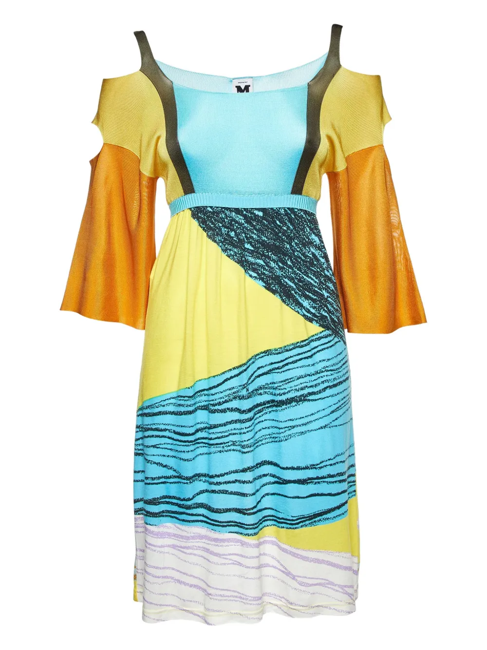 Missoni Pre-Owned colour-block cut-out dress - ブルー Missoni Pre-Owned colour-block cut-out dress - ブルー