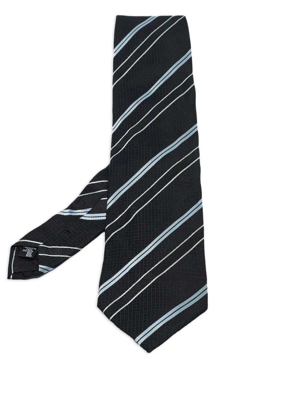 Emporio Armani Pre-Owned striped silk tie | Black | Image 1