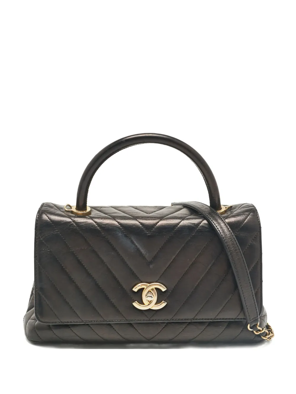 CHANEL Pre-Owned 2024 chevron handbag - ブラック CHANEL Pre-Owned 2024 chevron handbag - ブラック