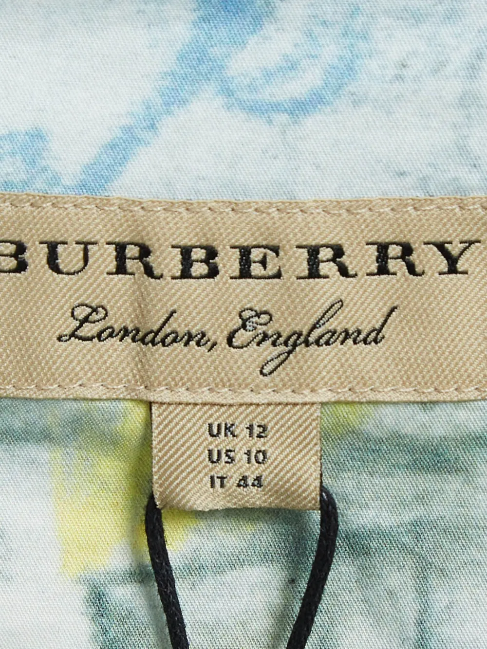 BURBERRY Pre-owned Abstract Print Tie-neck Shirt In Blue