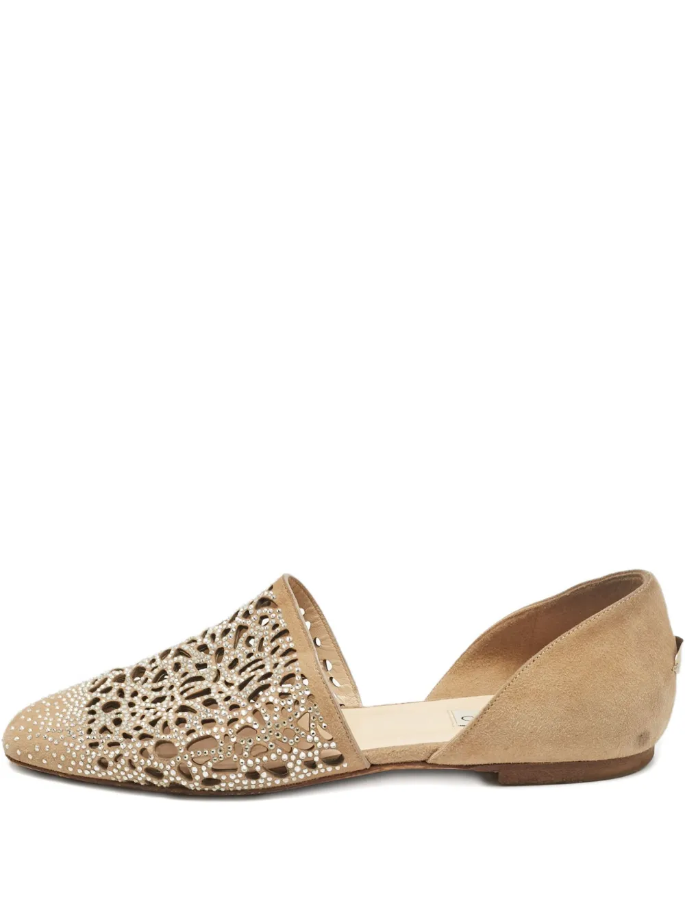 Jimmy Choo Pre-Owned Globe crystal-embellished ballet flats - Toni neutri