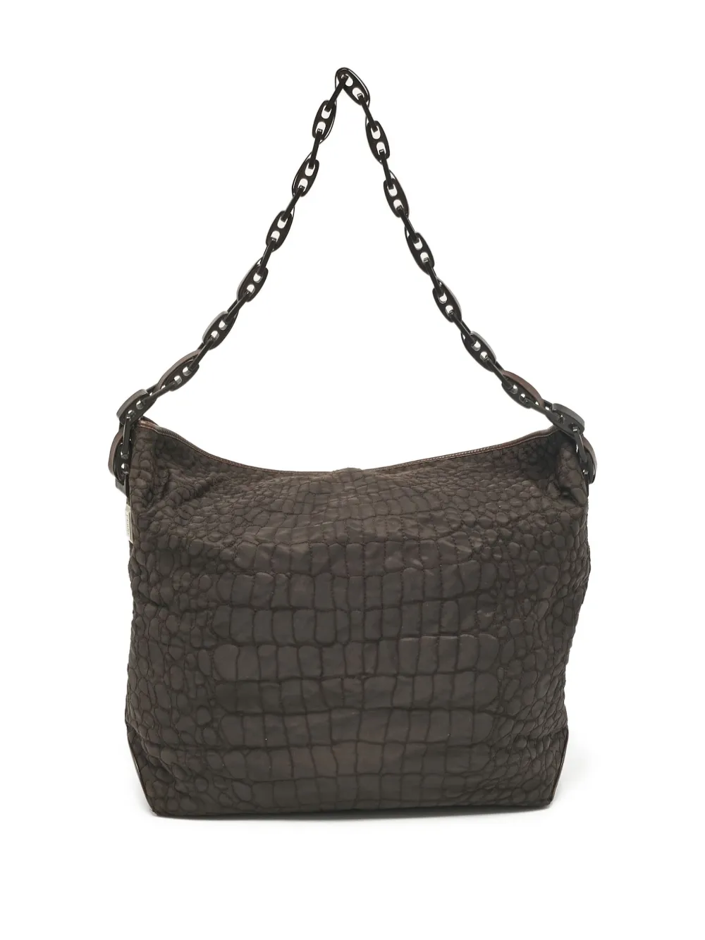 Pre-owned Gianfranco Ferre Embossed-crocodile Effect Shoulder Bag In Brown