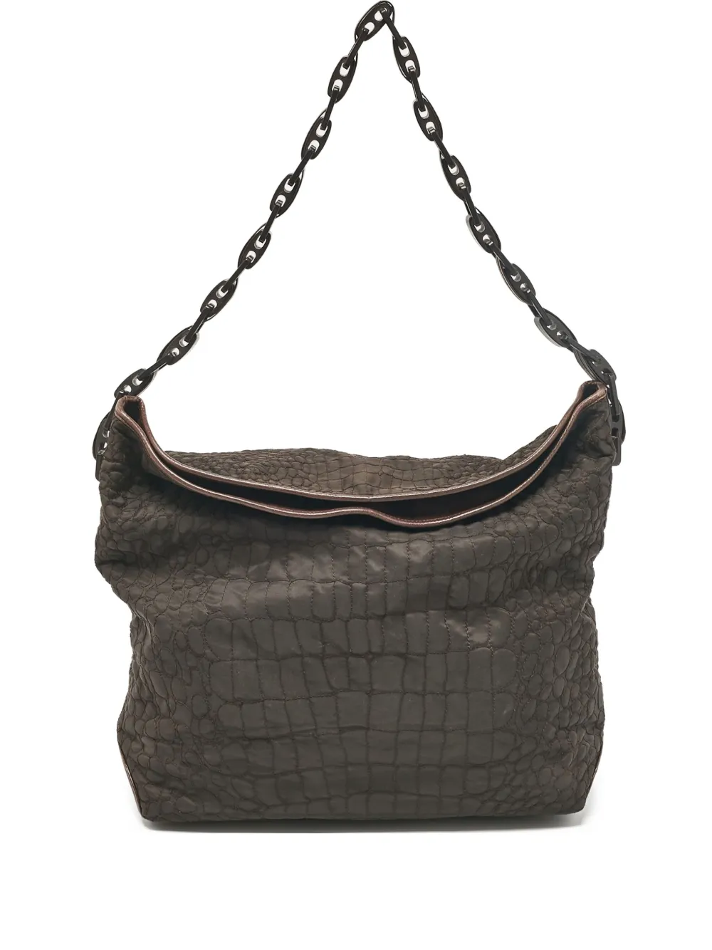 Pre-owned Gianfranco Ferre Embossed-crocodile Effect Shoulder Bag In Brown