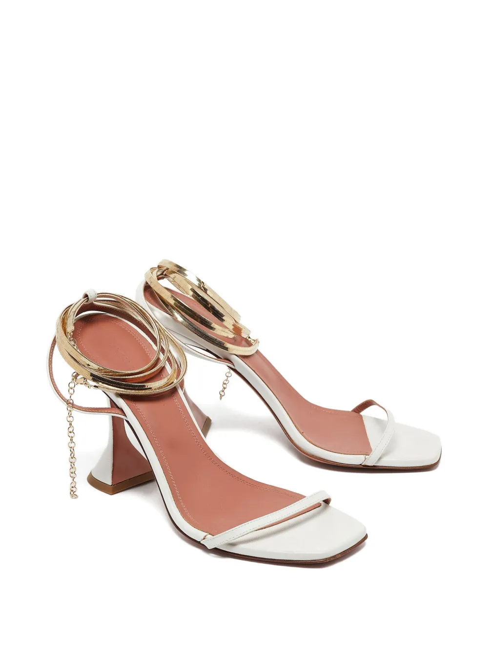 Amina Muaddi Leren sandalen met metalen wikkel - Wit