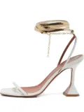 Amina Muaddi metal wrap leather sandals - White