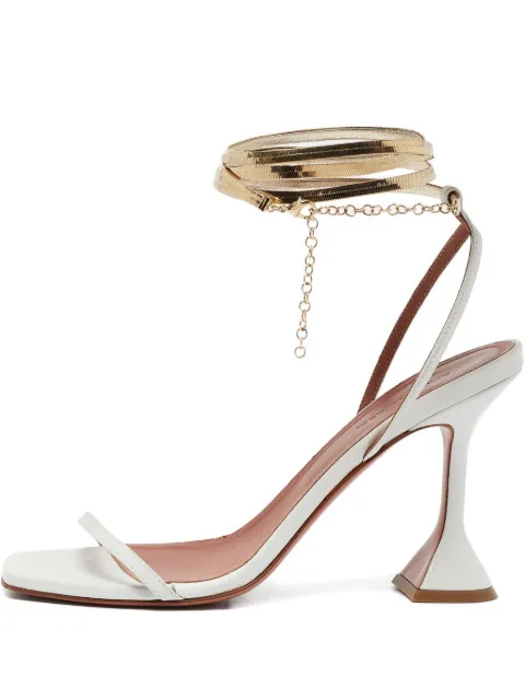 Amina Muaddi metal wrap leather sandals