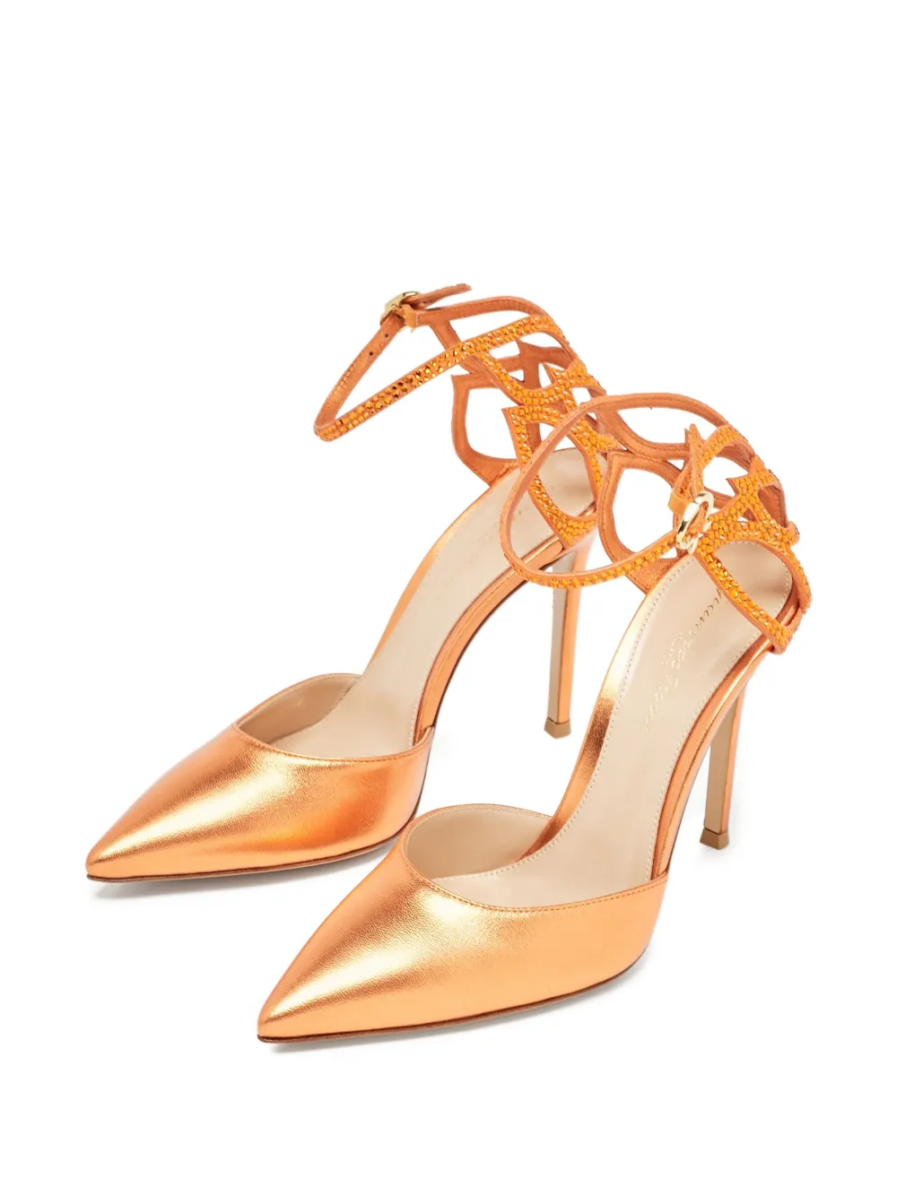 Gianvito Rossi pre-owned 100mm Fleur metallic-effect pointed-toe pumps | Image 2